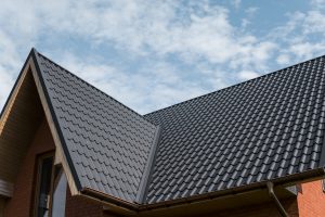 Brown corrugated metal roof on a modern home